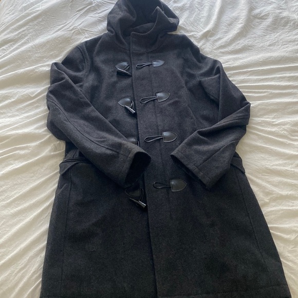 INC International Concepts Men's Contrast Top Stitch Pea Coat Black Size Extra Large